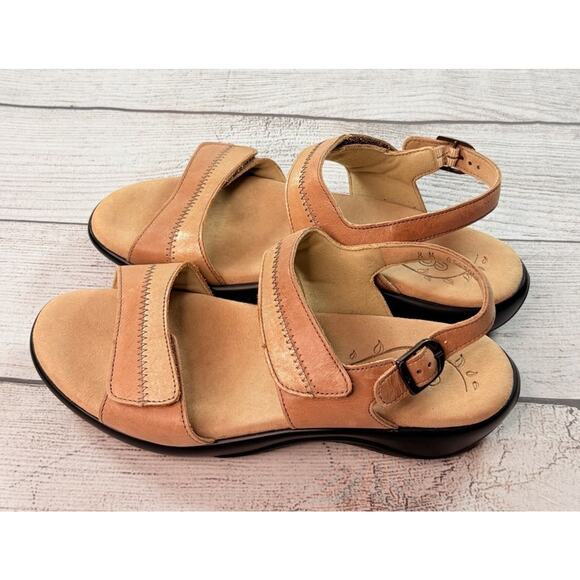 SAS Women’s Nudu Dawn Heel Strap Sandals Gold Tan Leather Adjustable Size 8M - Picture 4 of 9